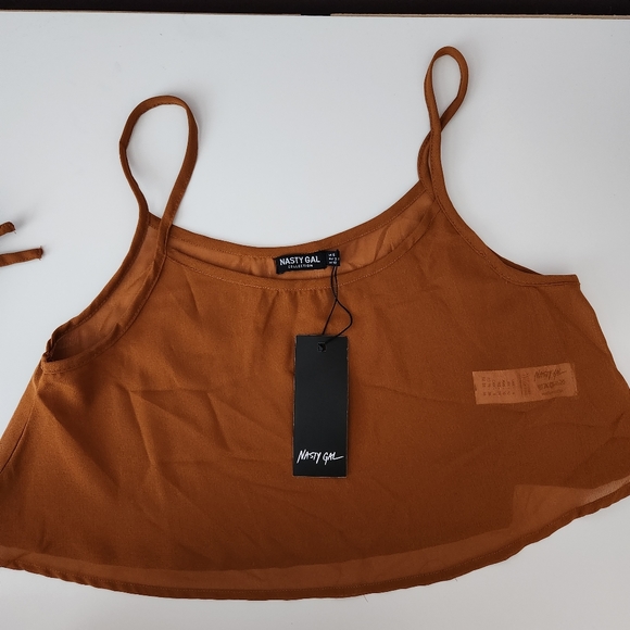 🌸3/$30 NWT Beach cover-up set in cognac Brown - nasty gal size 6 - Picture 5 of 7